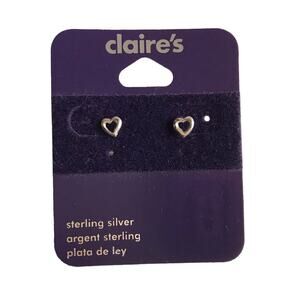 Claire’s Sterling Silver Heart Earrings Studs Post Wedding Feminine Romantic